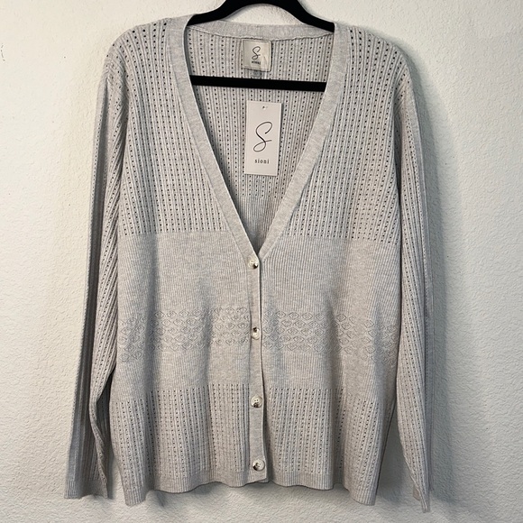 Sioni Women's Soft Gray Knit Cardigan - Picture 1 of 11